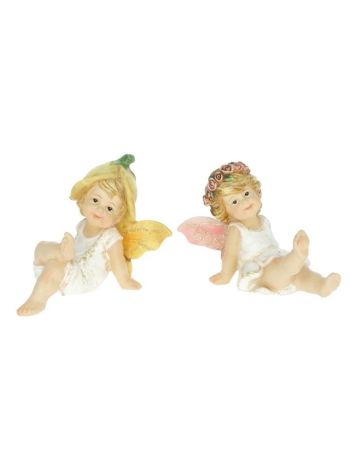 Tündér virágkoszorúval ülő- glitteres poly 9x6-2x7 cm  DD67360