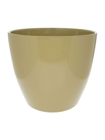 Kaspó kerek mázas kerámia 13-5x13-5x12-5 cm olivazöld
