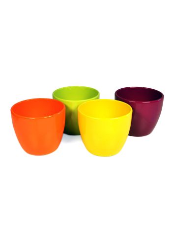 Base kerámia kaspó nyári mix 7cm almazöld-narancs-sárga-ciklámen