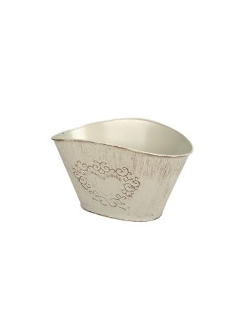 ovális szívmintás cink tál antikolt krém 24x17x12-5/14cm