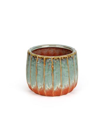 Lava kerámia kaspó antikolt zöld-barna 12x10-5cm