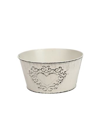 szívmintás cink tál antikolt krém 20-5x10-5cm