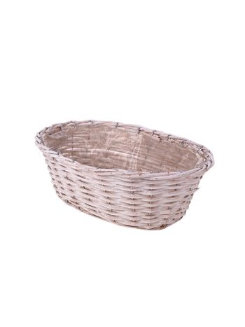 ovális hasított fa tál fehér 38x29x13cm  HA22309