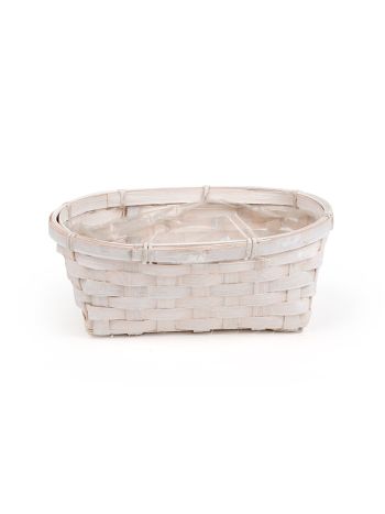 ovális bambusz tál fehér 30x18x10-5cm 5db/csomag  GF143/30-W