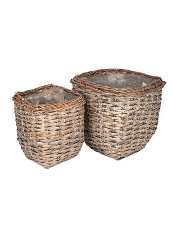 szögletes hasított vessző kaspó szett szürke 28x28x27cm S2