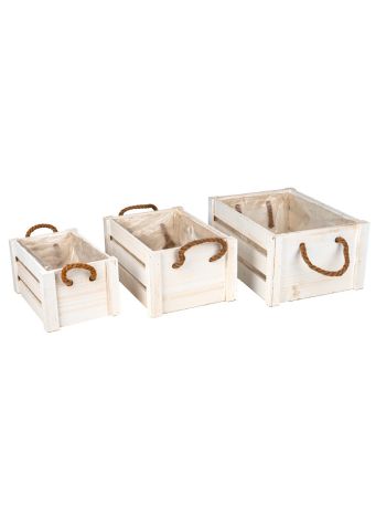 szögletes fa láda szett fehér 27-5x17-5x14-38x27-5x18cm S/3