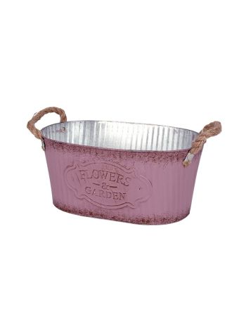 ovális Andretta bádog tál kötél füllel mályva 24x14-5x11cm