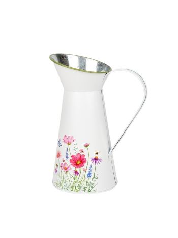 Meadow virágmintás fém kanna fehér 13x27cm