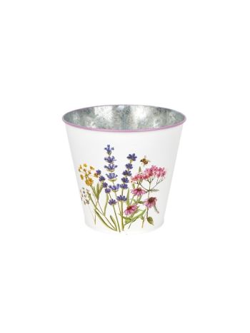 Meadow virágmintás fém kaspó fehér 14,5x13cm