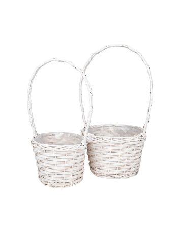 hasított fa füles kosár fehér szett 23x19-5/52-5cm S2