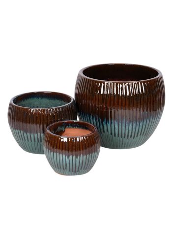Sienna Globe kerámia növénytartó szett vörös-türkiz 25x18-43x35cm S3