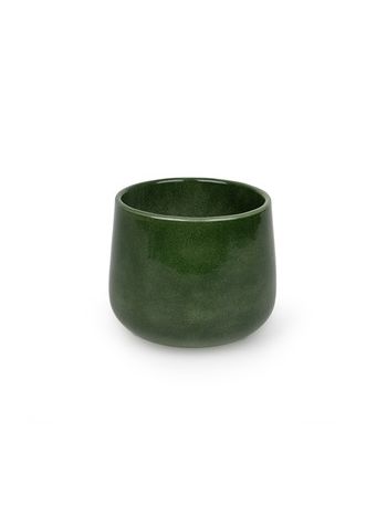 Moda kerámia kaspó fényes fenyőzöld 15cm