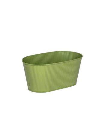 ovális Astana fém ültetőtál olivazöld 24-5x14x11cm
