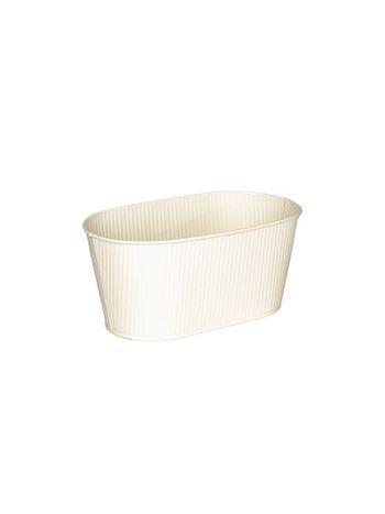 ovális Astana fém ültetőtál krém 28-5x17-5x13cm