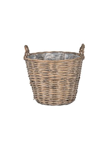 Alpen hasított vessző kaspó két füllel szürke 33x27/33cm