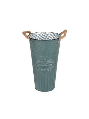 Loretta fém váza kötél füllel zöld 21x40cm