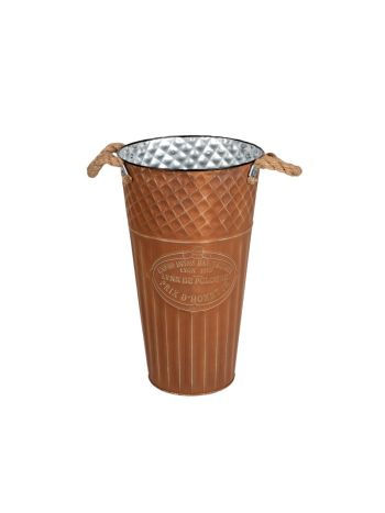 Loretta fém váza kötél füllel barna 21x40cm