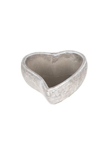nyújtott szív alakú cement tál antikolt szürke 19x18x7-5cm