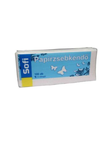 Papírzsebkendő Sofi 100 Darabos Illatmentes (50/#_1200/rkl)