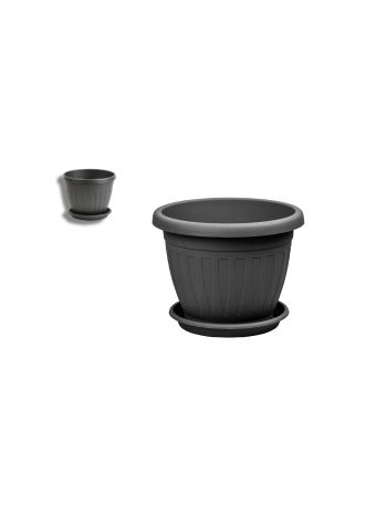 Virágcserép+Alátét Venecia 25cm Antracit (24/#_1200/rkl)
