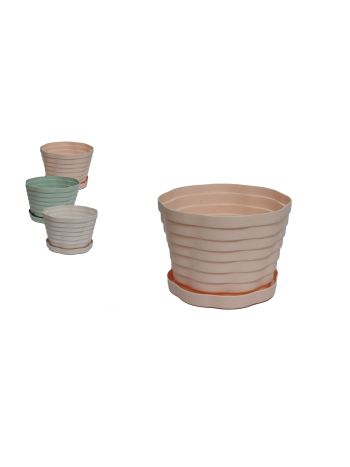 Műanyag Kaspó Mix Alátéttel 140-M-19/S - D12*8.5Hcm (192/#)