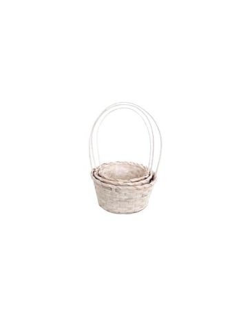 Bambusz Flor. Kerek Fehér S/3 66-44-A/FEHÉR - D21*H10/36cm (30/#)
