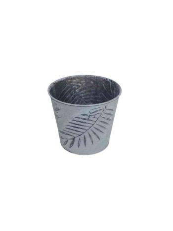 Bádog Kaspó Trópusi Szürke 140-B-100 - D14*H12cm (100/#)