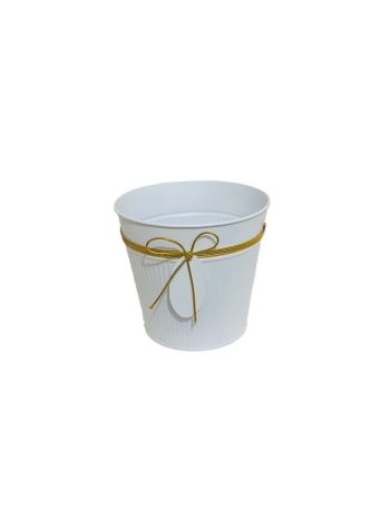 Bádog Kaspó Fehér- Logóval 140-B-102/S - D13*H13-5cm (120/#)