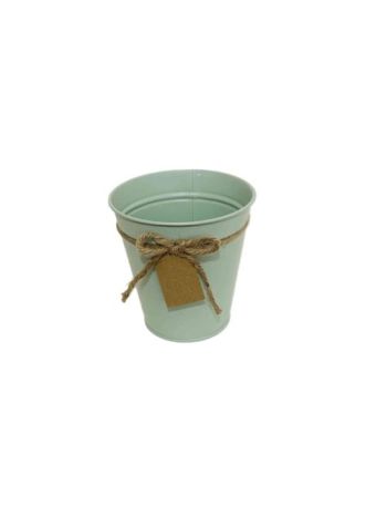 Bádog Kaspó Halványzöld- Kötél Masnival 140-B-104 - D13*H13-5cm (120/#)