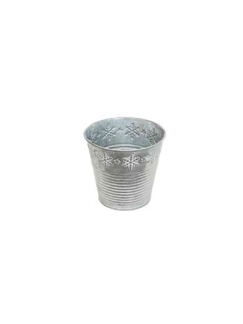  Bádog Kaspó Szürke Hópihés 140-B-22-45/S - D13/9*H12cm (120/#)