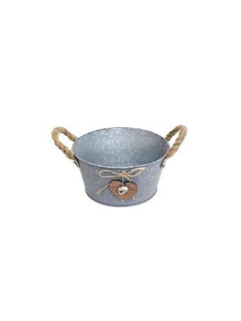 Bádog Kaspó Kerek, Szív Logóval 140-B-22-92 - D18/14*H9cm (80/#)