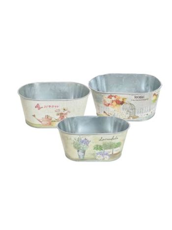 Bádog Kaspó Ovál Mintás 140-B-22-73 - 20*11*H9-5cm (120/#)