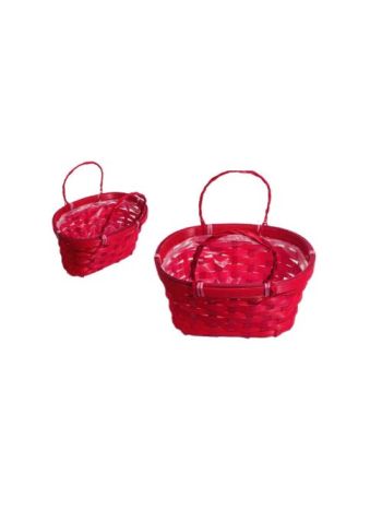 Fonott Ovális Kosár Piros Színű 66-23-A/PIROS - 21*14*H11-5/20cm (120/#)