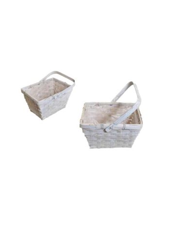 Fonott Kosár Antikolt Fehér Színű Tégla Lf 66-24-A/FEHÉR - 19*14-5*H11/21cm