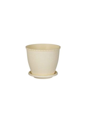 Cserép+Alátét Rattan 9 Literes Krém (11/#)