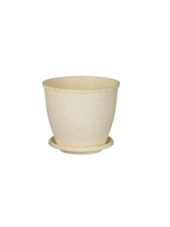 Cserép+Alátét Rattan 16 Literes Krém (11/#)
