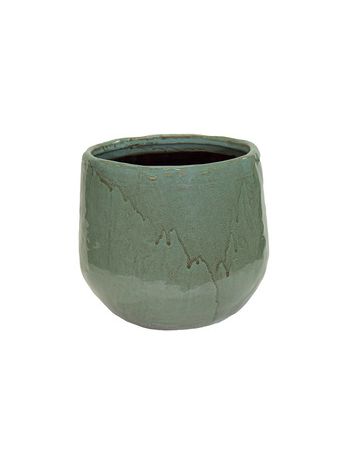 Suburb Cauldron kerámia kaspó olivazöld 19x16-5cm