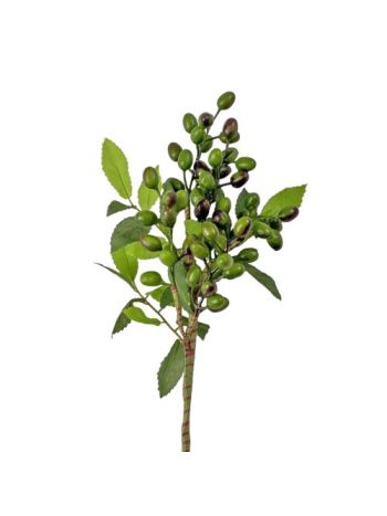 Dekorációs bogyós ág- 39cm magas - Olivazöld