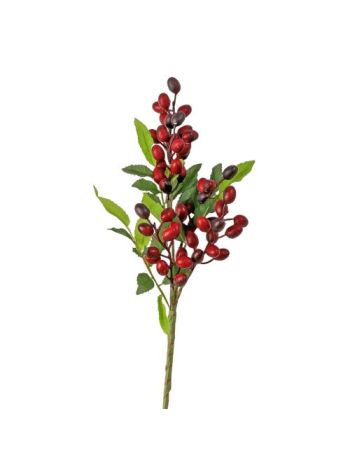 Dekorációs bogyós ág- 39cm magas - Piros