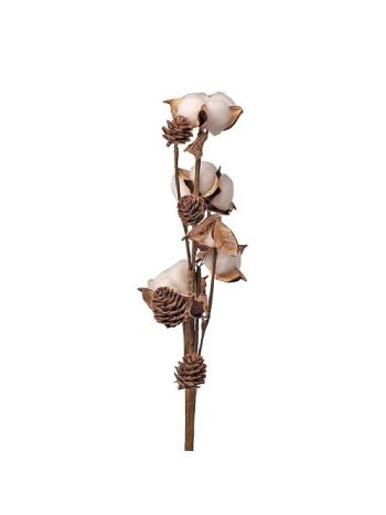 Gyapot dekor ág tobozokkal, 38.5cm magas