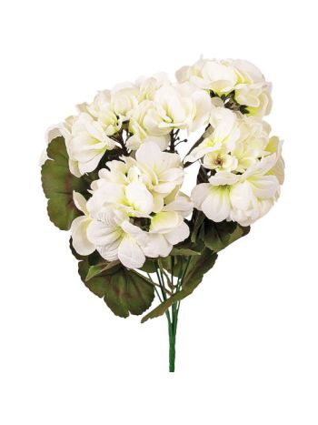 Muskátli selyemvirág csokor, 5 ágú, magasság: 33cm - Fehér