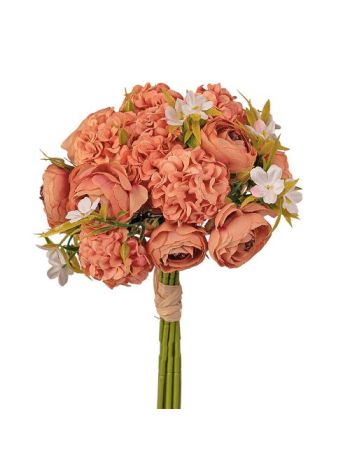 Boglárkás selyemvirág gömbcsokor- magasság: 35cm - Barna