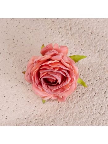 Rózsa selyemvirág fej- 7.5cm - Pinkes narancssárga