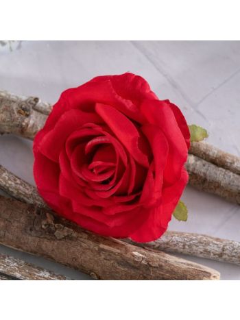Rózsa selyemvirág fej- 10cm - Piros
