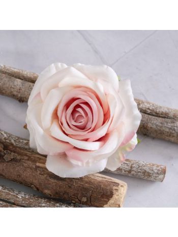 Rózsa selyemvirág fej- 10cm - Világos rózsaszín