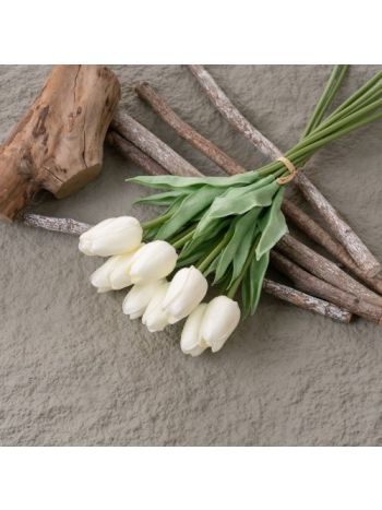 Real touch tulipán köteg- 10 szálas- 32cm magas - Ekrü