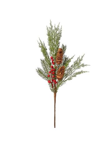 Fenyőtobozos bogyós ág- 52cm magas - Zöld