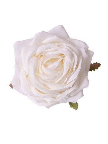 Rózsa selyemvirág fej- 9cm - Ekrü