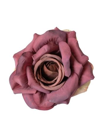 Rózsa selyemvirág fej- 8cm - Sötét lila