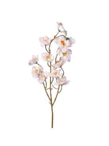 Barackvirág selyemvirág ág- 84cm - Fehér